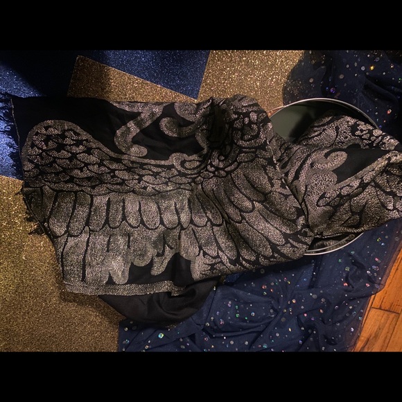 CYNTHIA ROWLEY BLACK GOLD SLVR BOHO GORG ORIENTAL Scarf VNTG RARE - Picture 6 of 8